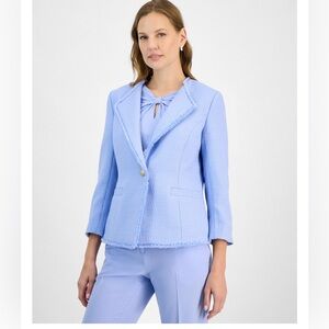 Kasper Textured One-Button Blazer California Sky NWT
